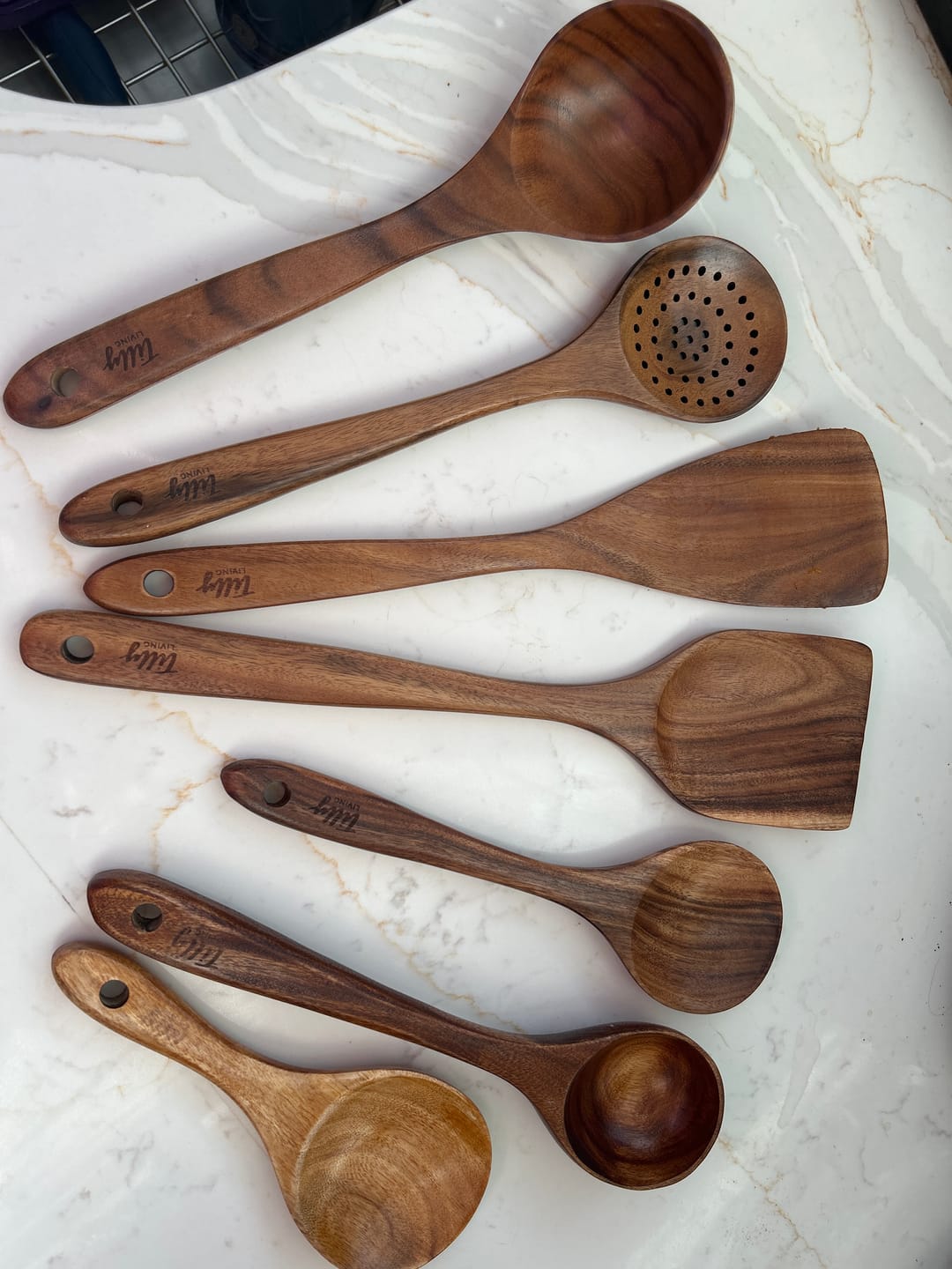 Customer photo review of Teak Wooden Utensil Set