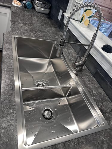 Customer photo review of 39" Large Workstation Kitchen Sink - Double Bowl - Reversible (5LD39C)