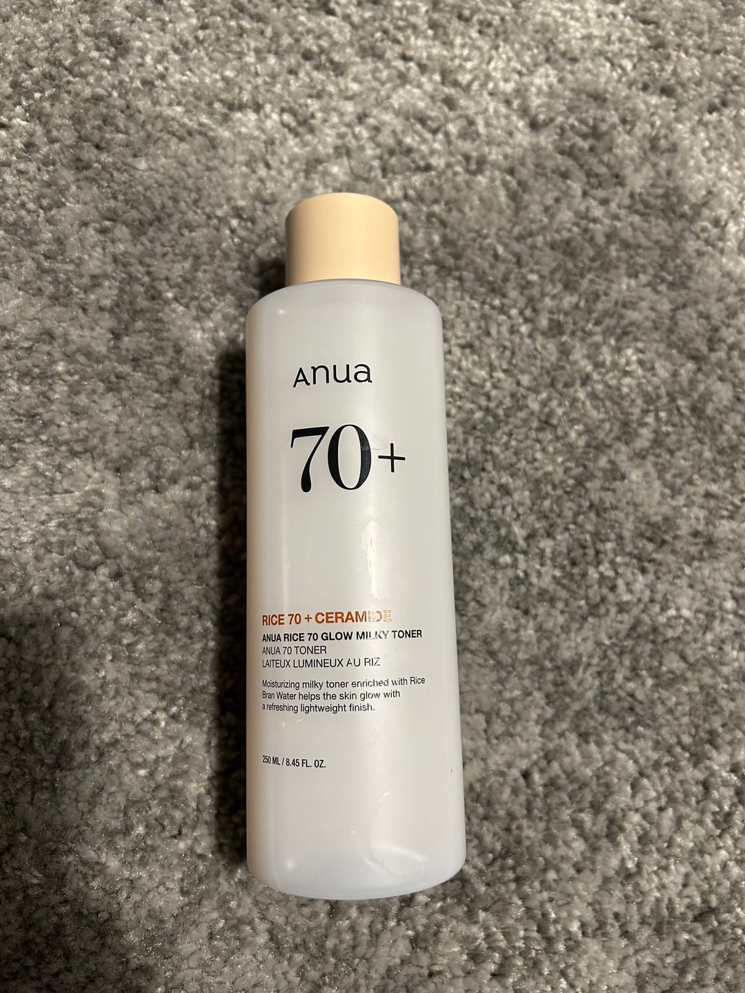 Customer photo review of Pieniņveida toniks mirdzuma piešķiršanai ādai ar rīsiem Anua Rice 70 Glow Milky Toner