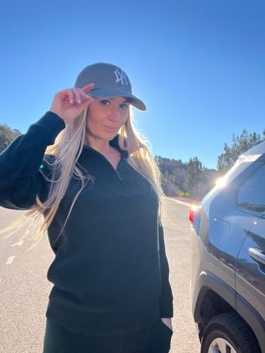 Customer photo review of Quinn Ribbed 1/4 Zip - Deep Timber