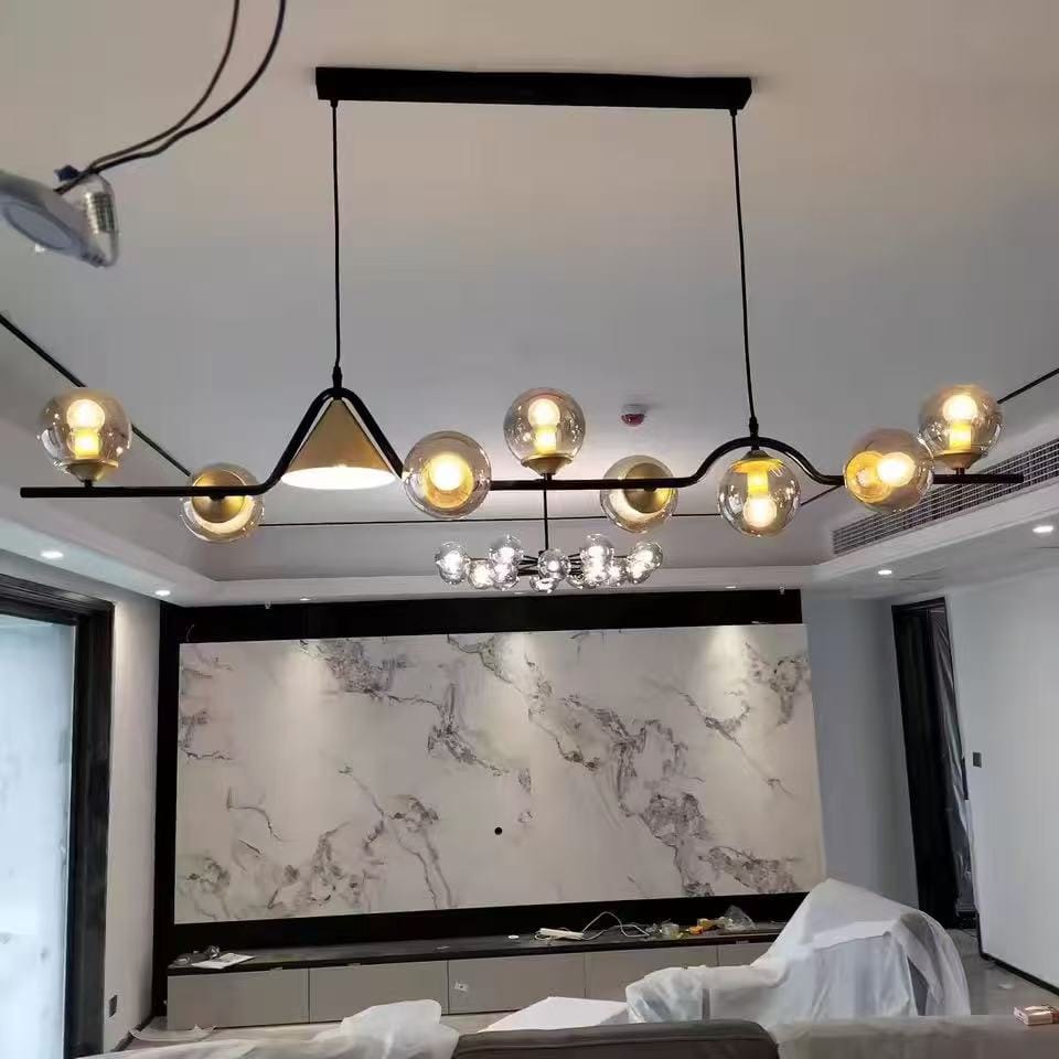 Customer photo review of WOMO Linear Glass Globe Chandelier-WM2257
