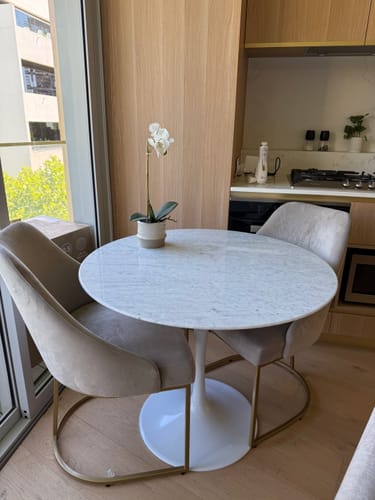 Customer photo review of Tulip Marble Dining Table 90cm - Aluminium