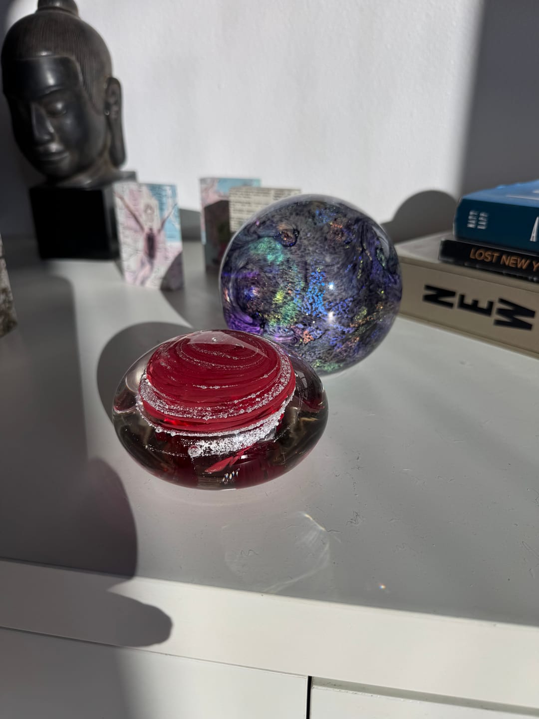 Customer photo review of Swirl Paperweight with Cremation Ash