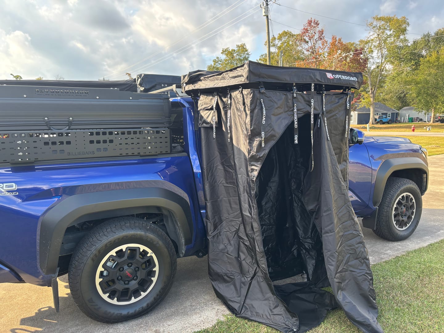 Customer photo review of OPENROAD Quick-Open Overland Shower/Privacy Awning V2