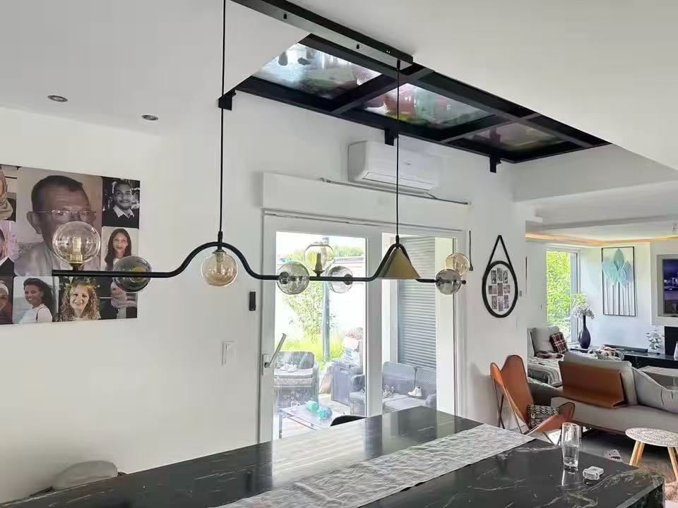 Customer photo review of WOMO Linear Glass Globe Chandelier-WM2257
