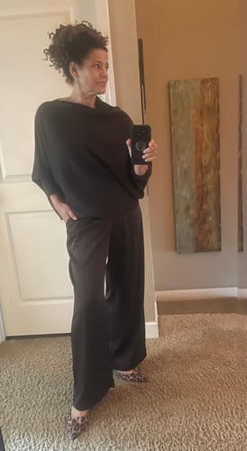Customer photo review of Asymmetric Draped | Espresso Brown | Seamless Knit