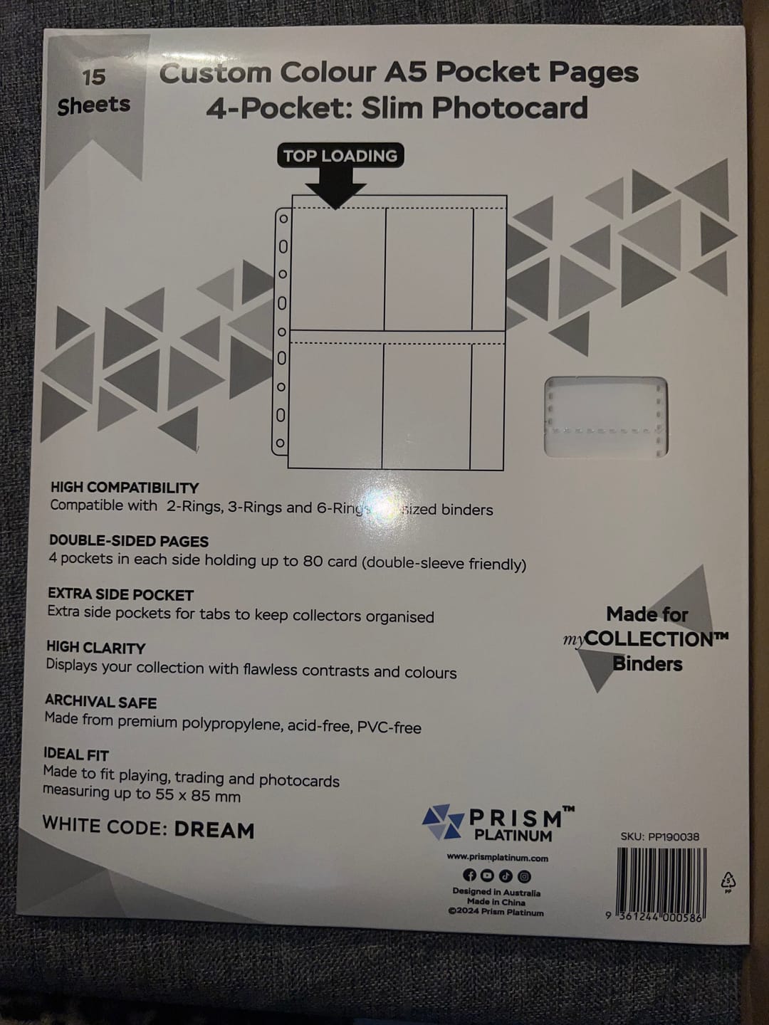 Customer photo review of Custom A5 4-Pocket Pages - Slim + Note - Colored