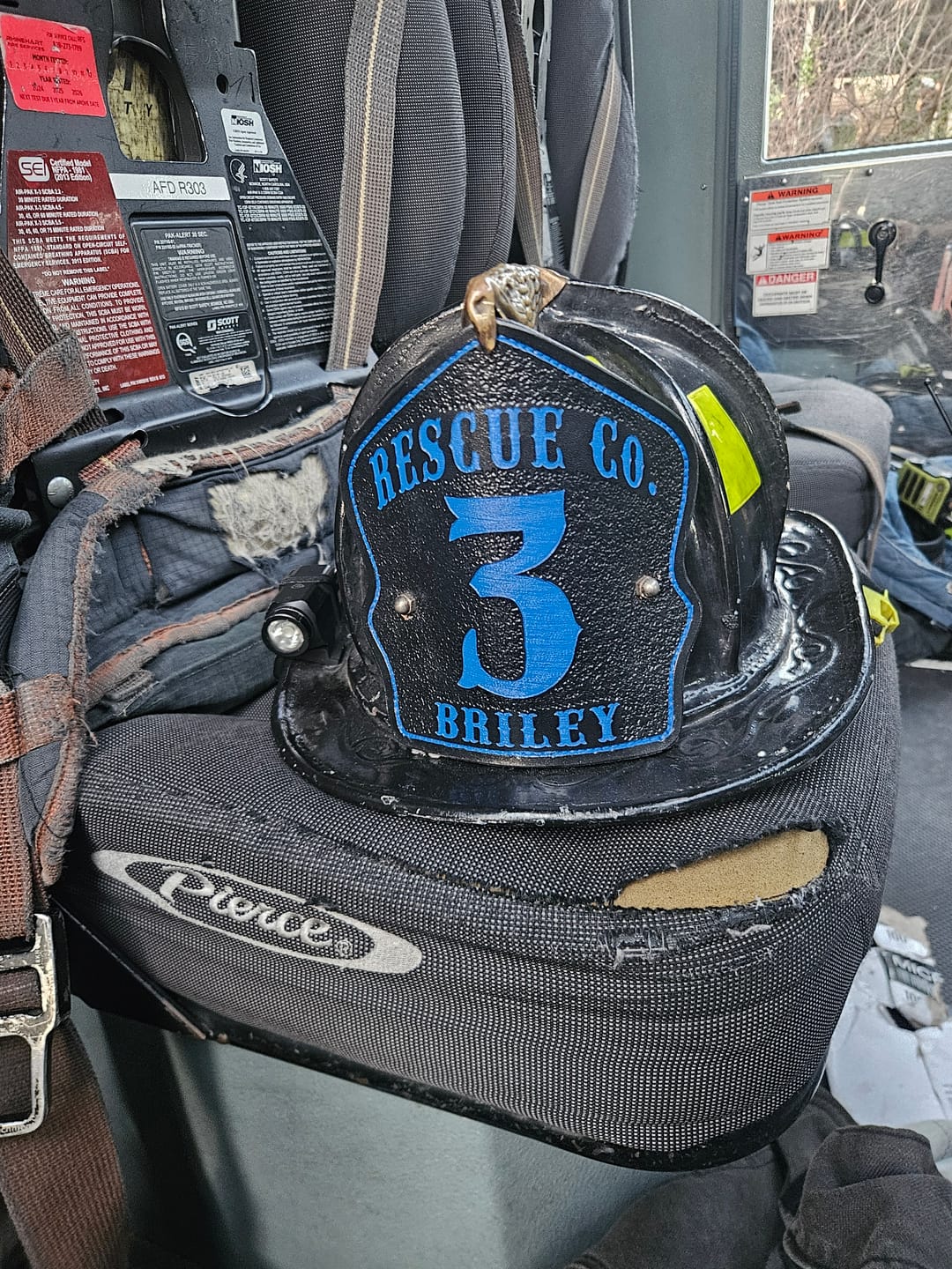 Customer photo review of Bare Bones Leather Firefighter Helmet Shield
