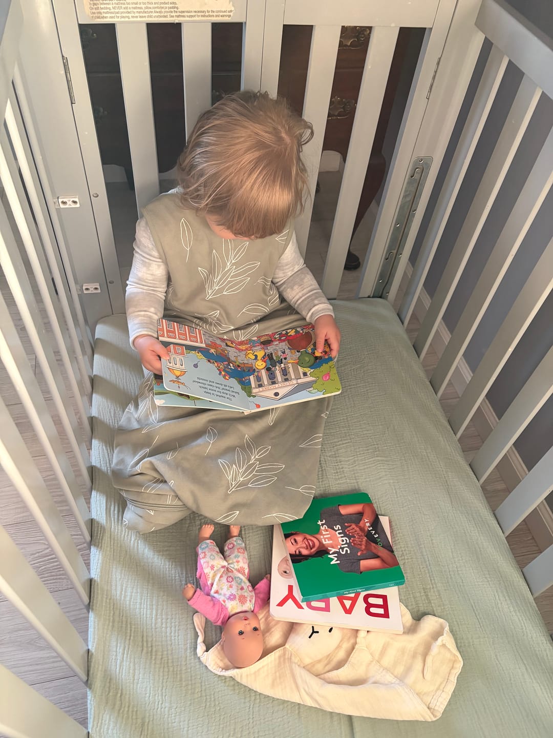 Customer photo review of 4 Season® Classic Baby Sleeping Bag, Merino Wool & Organic Cotton, Sage