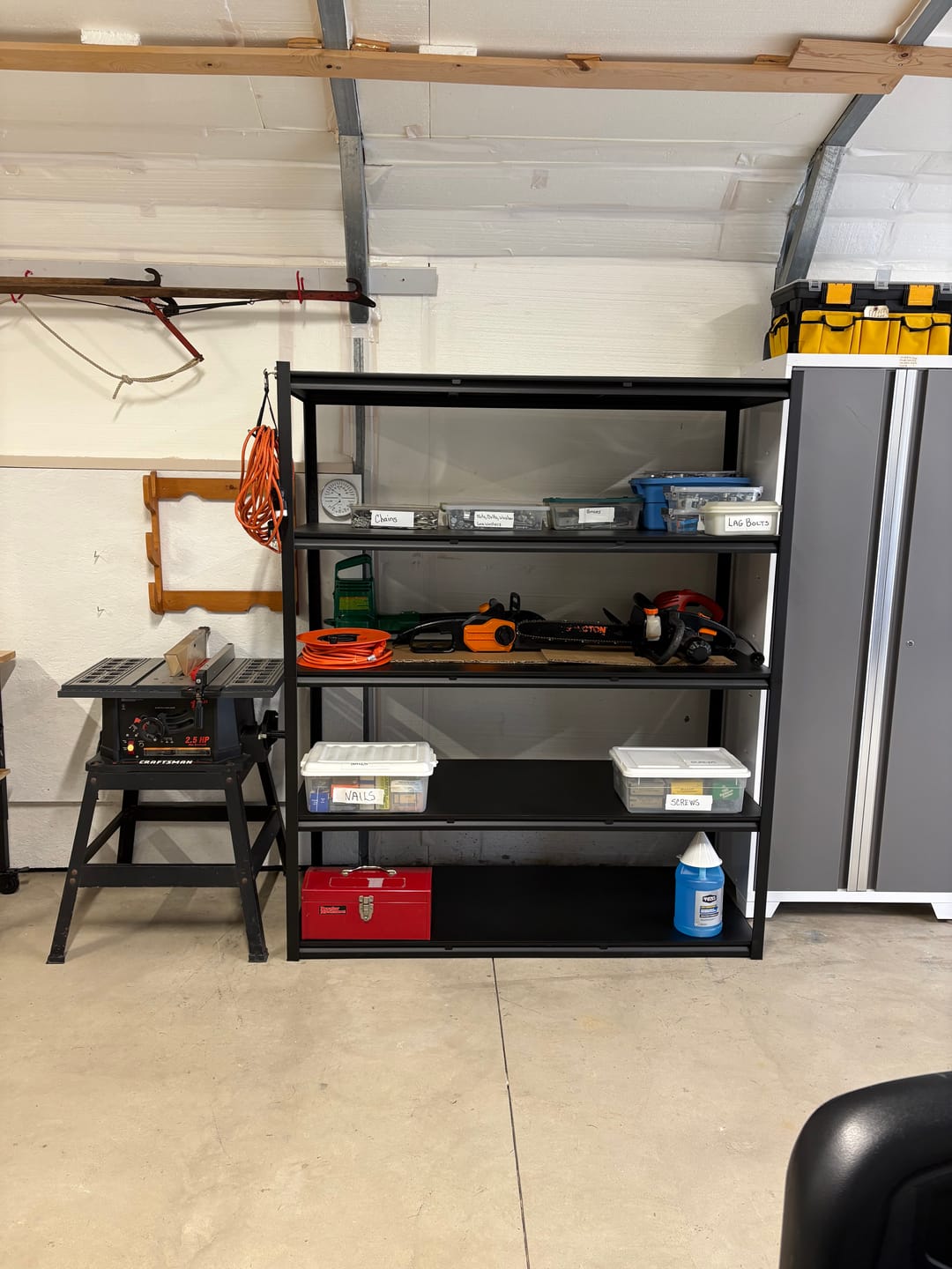 Customer photo review of REIBII 60"W x 72"H Industrial Garage Shelving, 3000LBS Heavy Duty Storage Shelves, Adjustable Metal Shelving for Basement Warehouse