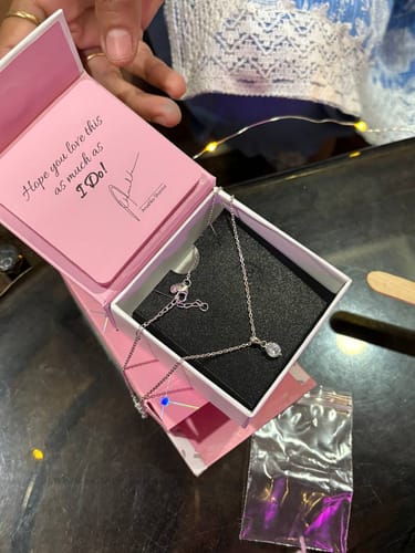 Customer photo review of Silver Mini Solitaire Pendant with Link Chain