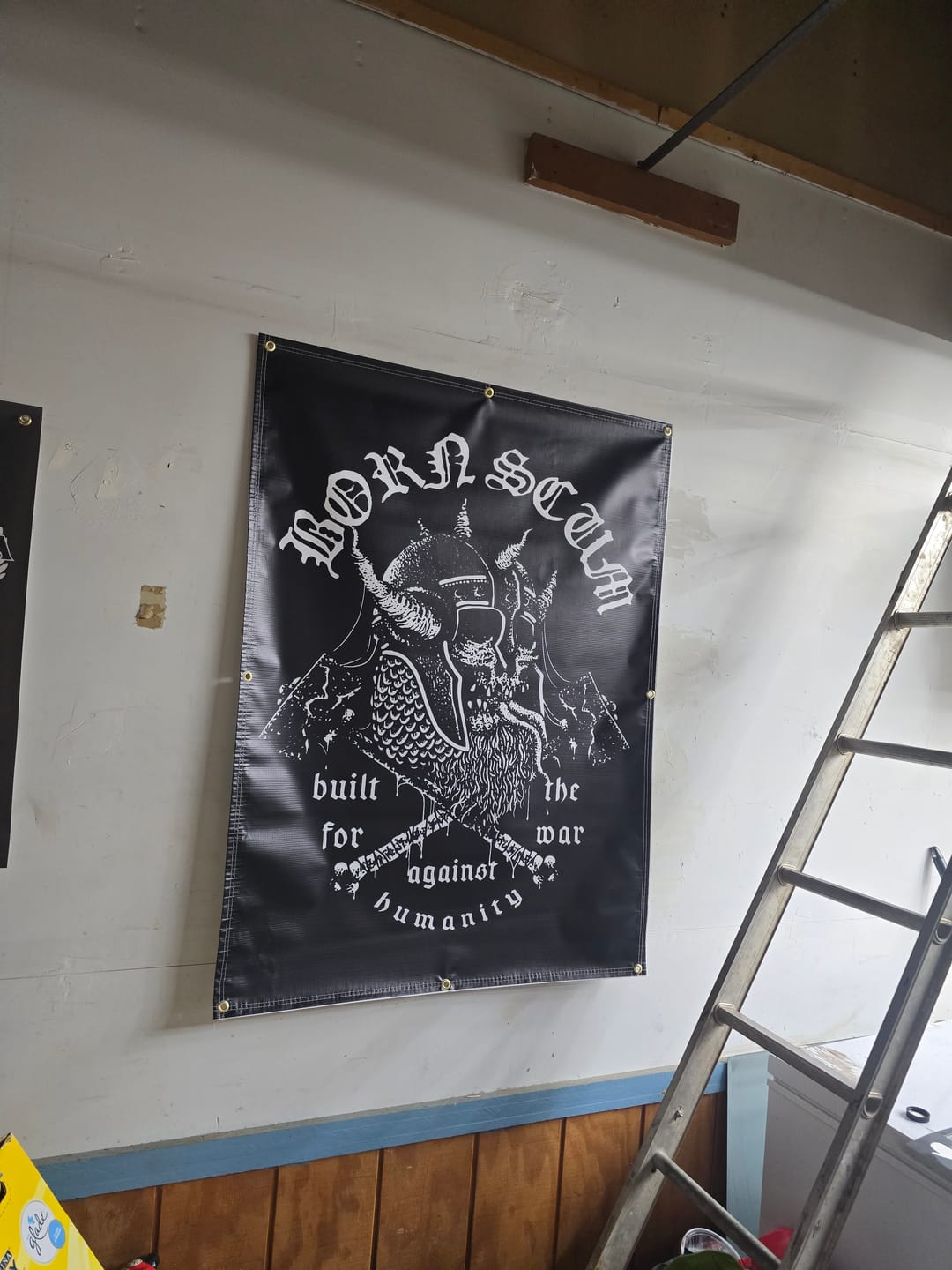 Customer photo review of BUILT FOR WAR BANNER
