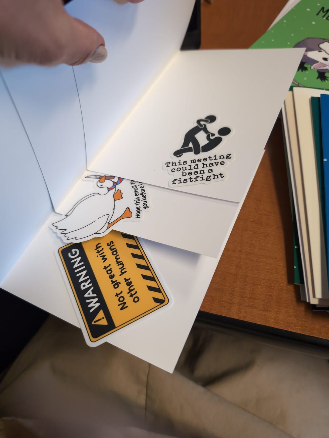 Customer photo review of Corporate Unhinged Volume 1: Sticker 6-Pack