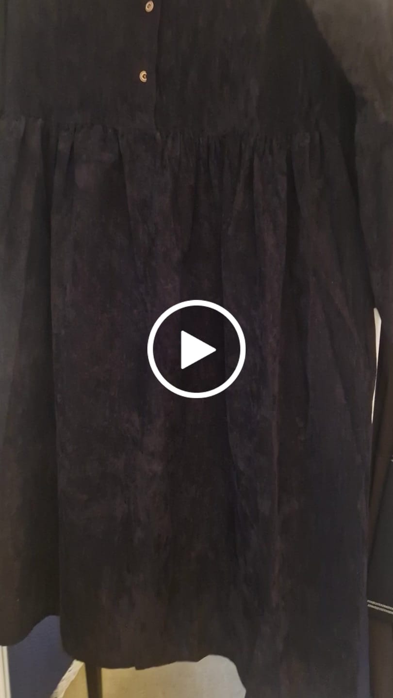 Customer video review of Buddha Stones Fall Buttons Design Long Sleeve Cotton Corduroy Midi Dress With Pockets