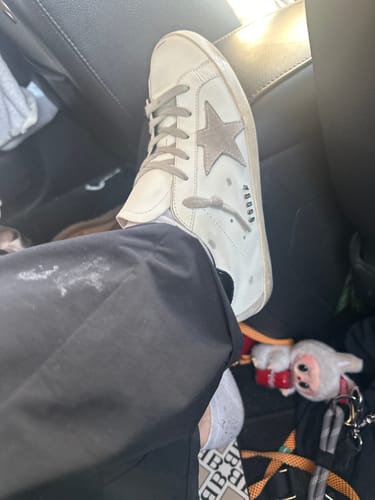 Customer photo review of GOLDEN GOOSE SUPERSTAR SNEAKERS WHITE BLACK CALFSKIN AND SUEDE