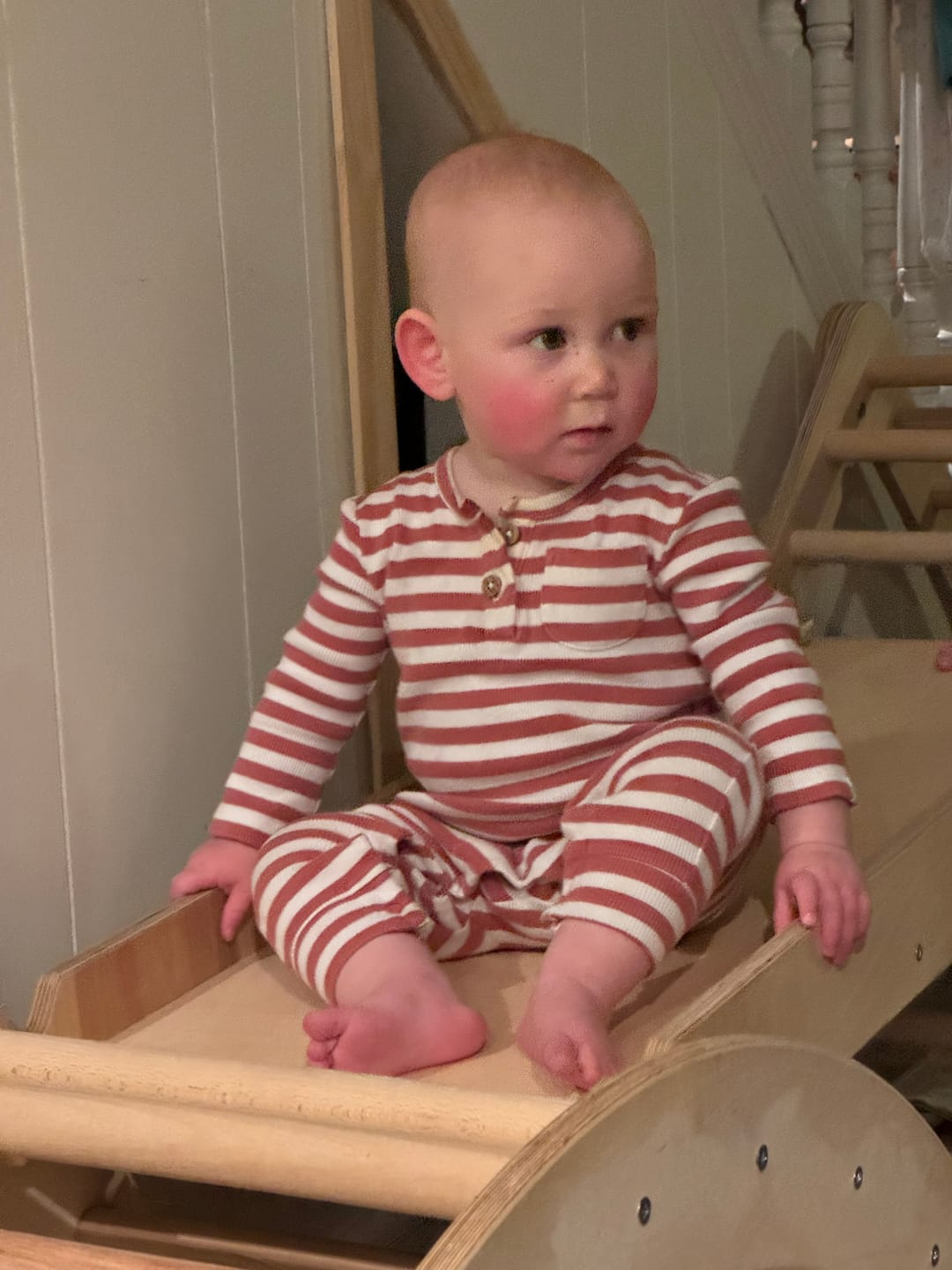 Customer photo review of 5-in-1 Montessori Wooden Climber Playset – Pikler Triangle, Rocker, Slide, Net & Cushion (Foldable Indoor Gym)