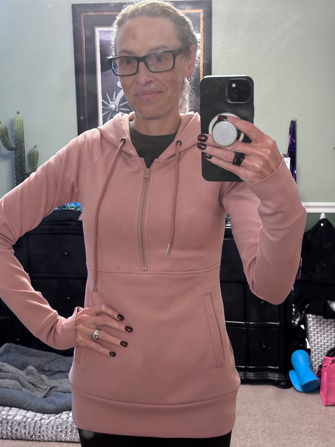 Customer photo review of Pink Rose Scuba Half Zip