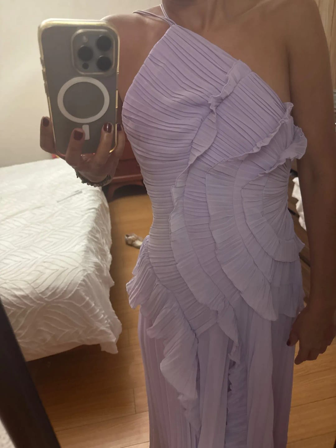 Customer photo review of Ruffa Halter Strap Ruffled Tule Dress