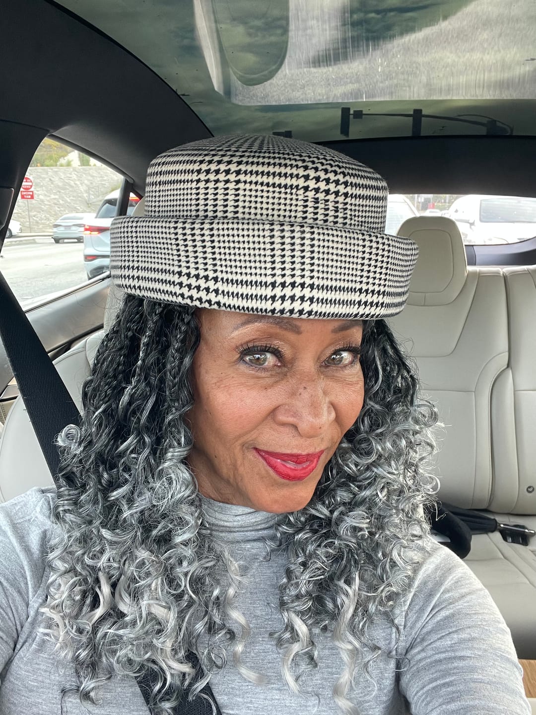 Customer photo review of London Pillbox Hat - Glen Plaid