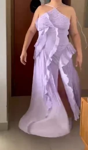 Customer photo review of Ruffa Halter Strap Ruffled Tule Dress