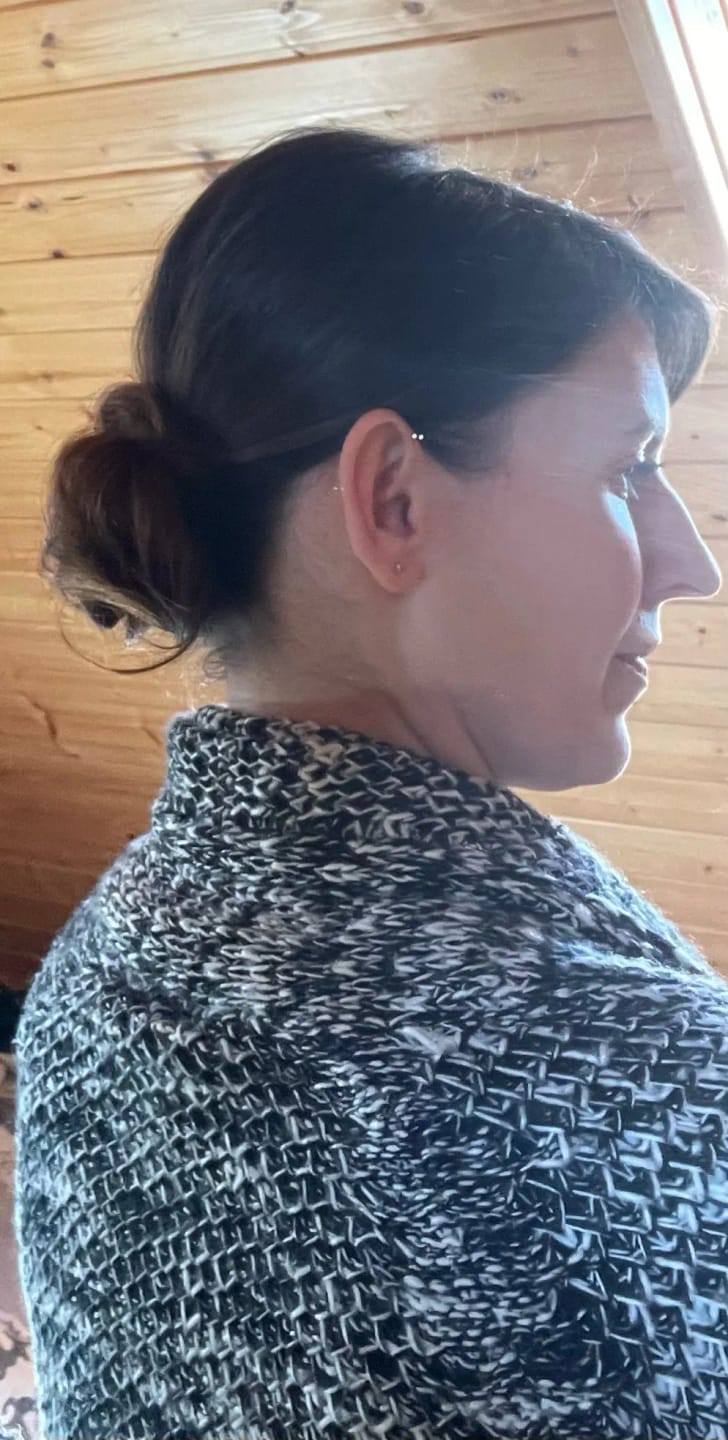 Customer photo review of Chignon Bun Human Hair Extension Natural Straight 7 Colors