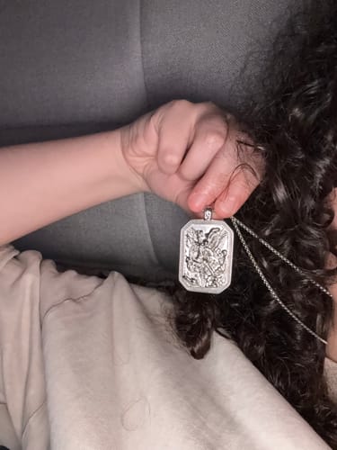 Customer photo review of FREE Today: Classic Style St. Michael the Archangel Protection Stainless Steel Pendant Necklace