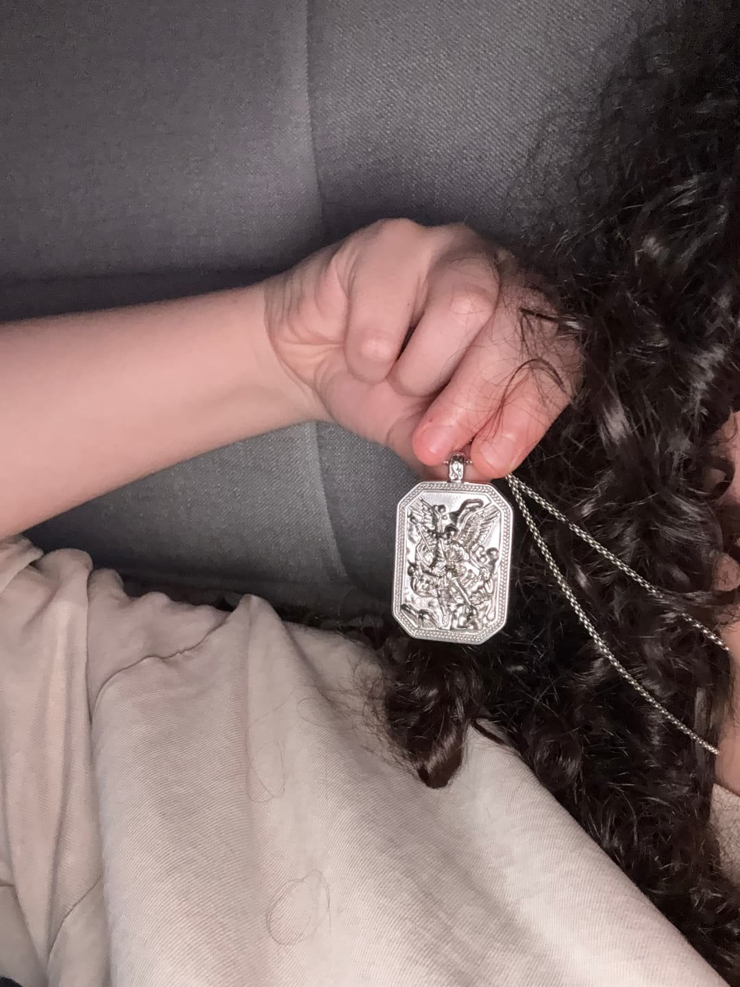 Customer photo review of FREE Today: Classic Style St. Michael the Archangel Protection Stainless Steel Pendant Necklace