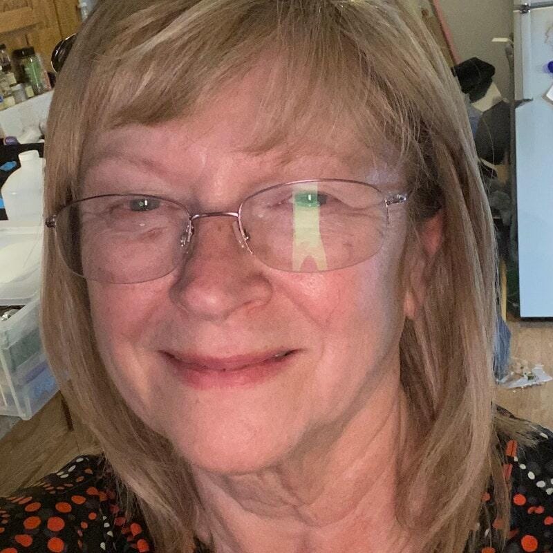 Customer photo review of 12 Inch Layered Wigs with Wispy Bangs Glueless Med-Length Blonde Highlights