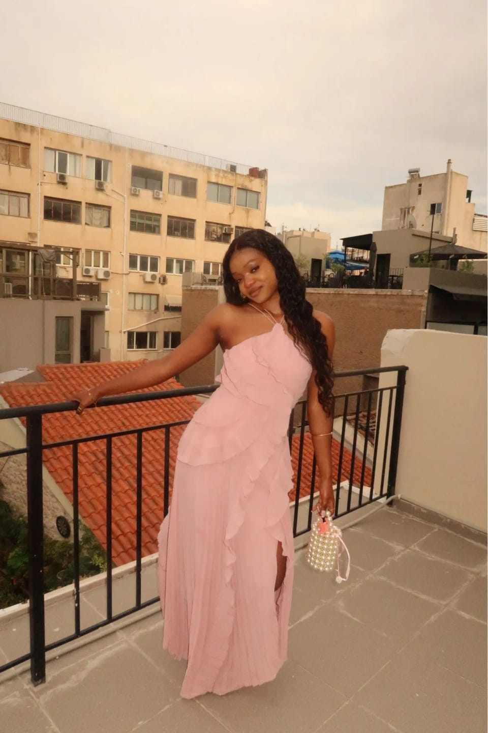 Customer photo review of Ruffa Halter Strap Ruffled Tule Dress