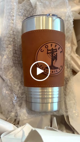 Customer video review of Custom Leather Tumbler 20 oz Stainless Steel Insulated Premium Polar Camel