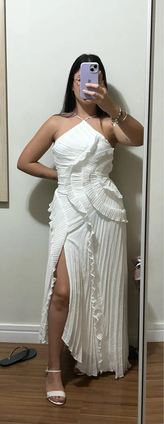 Customer photo review of Ruffa Halter Strap Ruffled Tule Dress