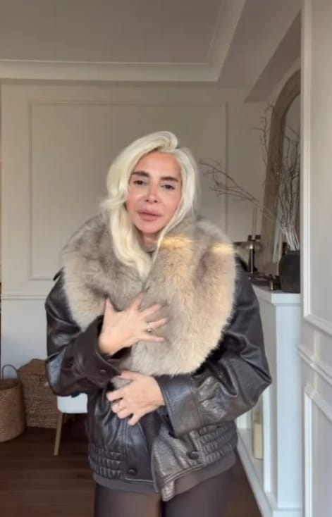 Customer photo review of Francesca Faux Leather Jacket with Detachable Fur Collar