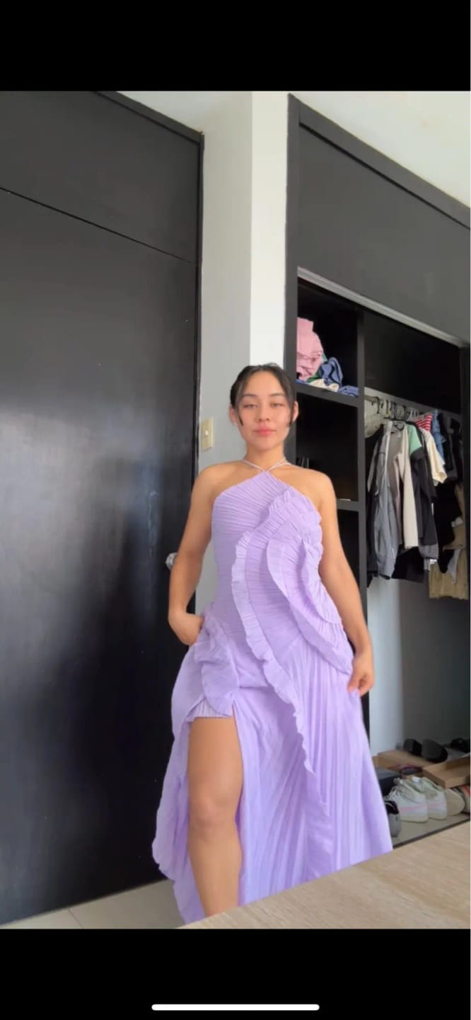 Customer photo review of Ruffa Halter Strap Ruffled Tule Dress