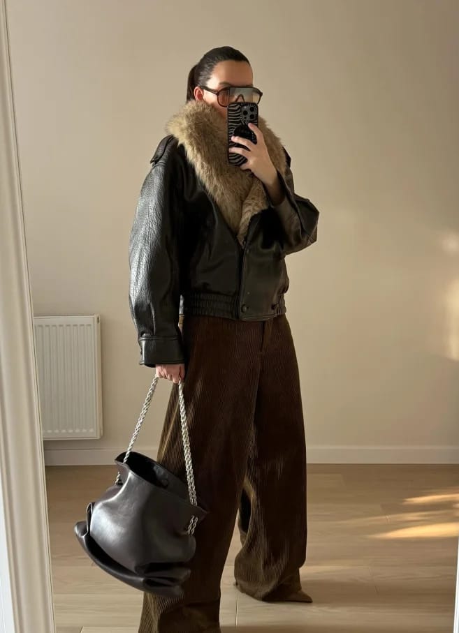 Customer photo review of Francesca Faux Leather Jacket with Detachable Fur Collar