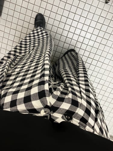 Customer photo review of FRIDA PANTS | BLACK & WHITE CHEX