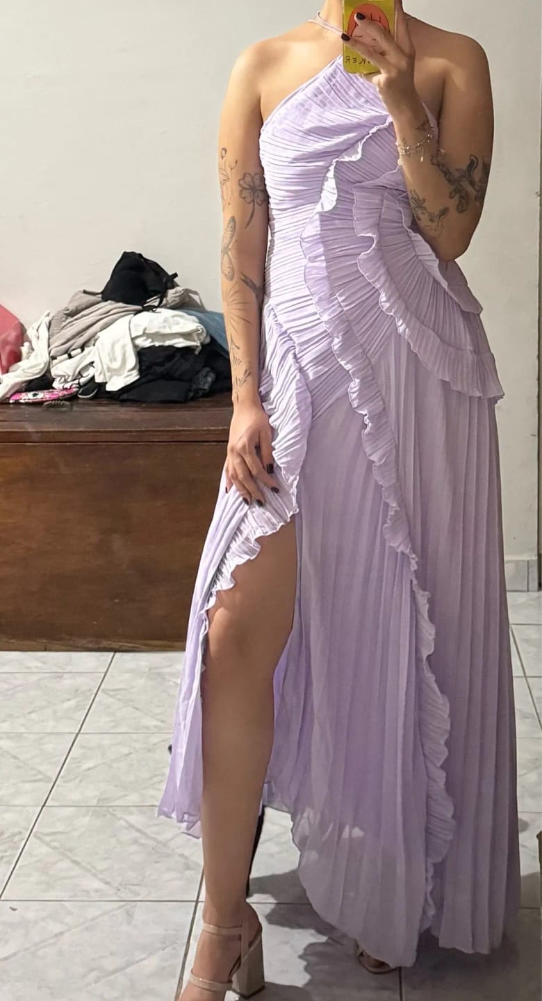 Customer photo review of Ruffa Halter Strap Ruffled Tule Dress