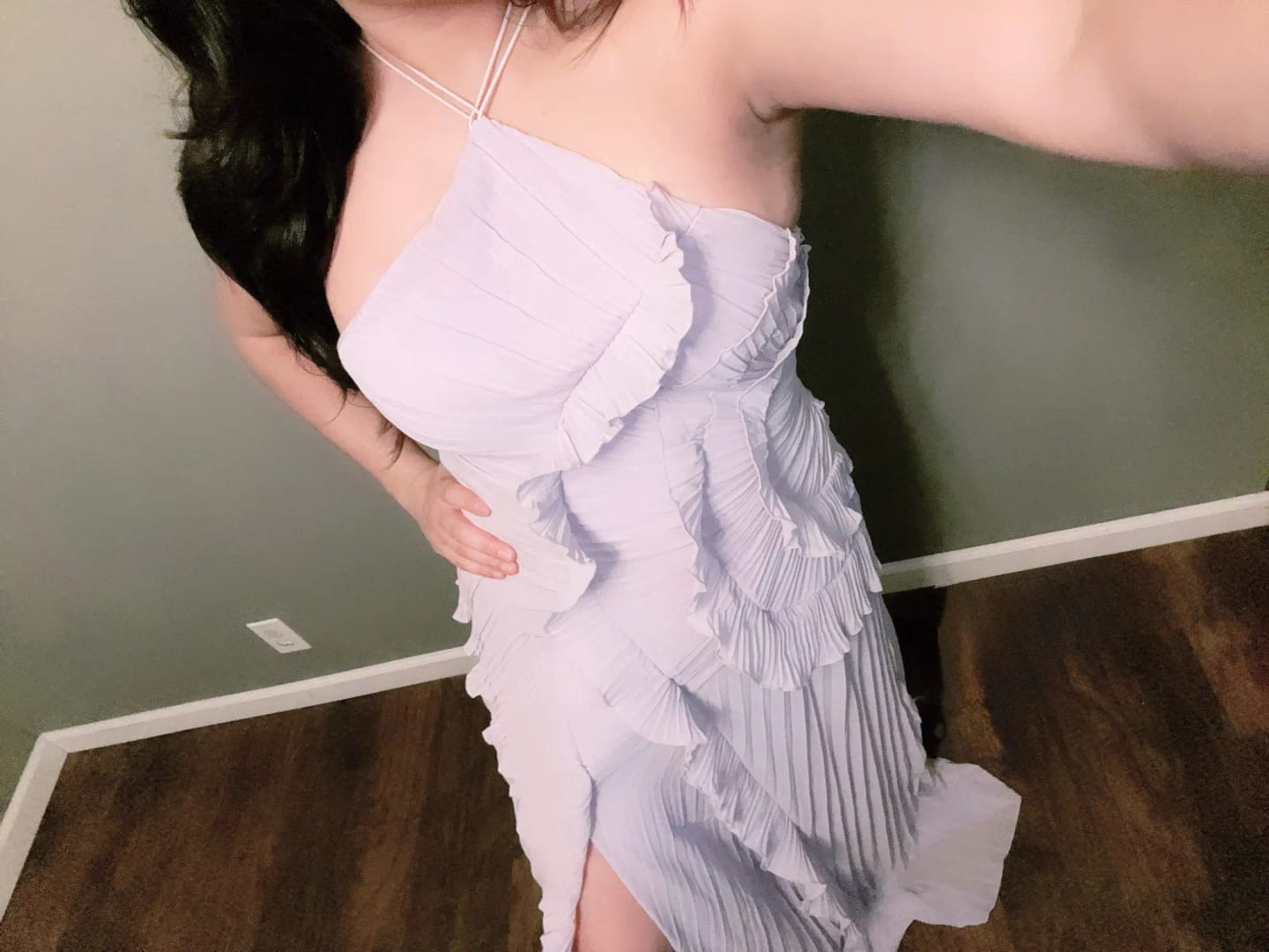 Customer photo review of Ruffa Halter Strap Ruffled Tule Dress