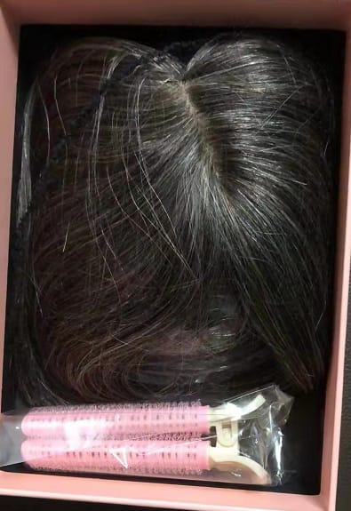 Customer photo review of Daisy ︳Human Hair Topper For Women Thinning Crown 6*9cm Silk Base Mixed Grey