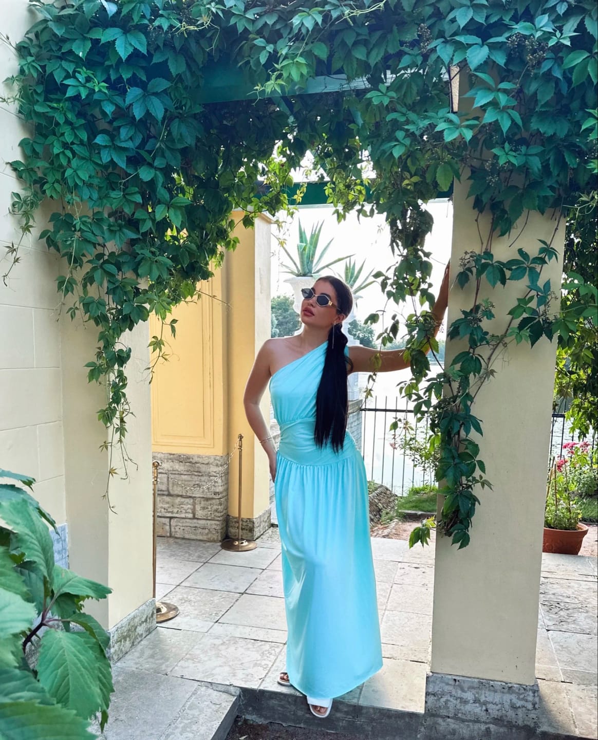 Customer photo review of Ingrid One Shoulder Maxi Dress