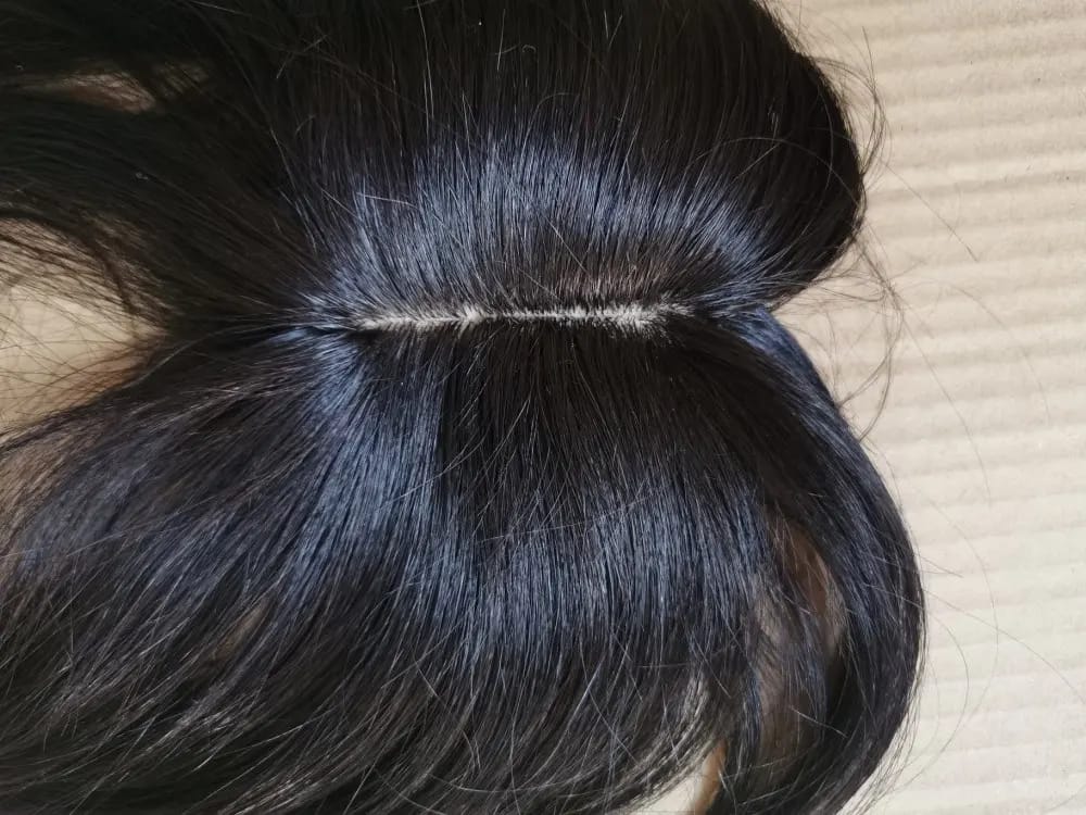Customer photo review of Susan ︳Human Hair Topper With Bang For Women, 6-20", 10*12cm Base All Shades