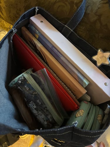 Customer photo review of Kitty Denim Tote Bag