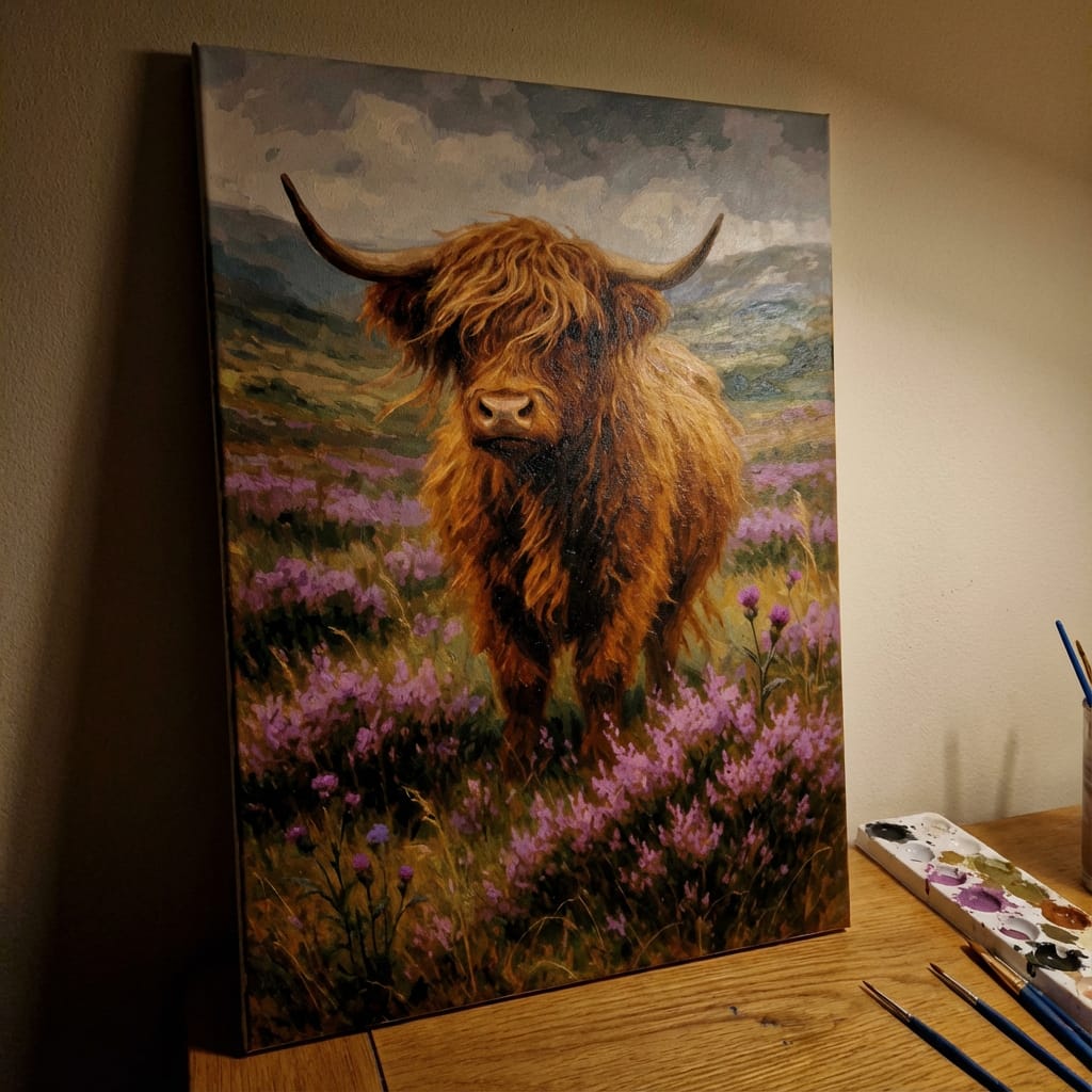 Customer photo review of Highland Cow in Mist
