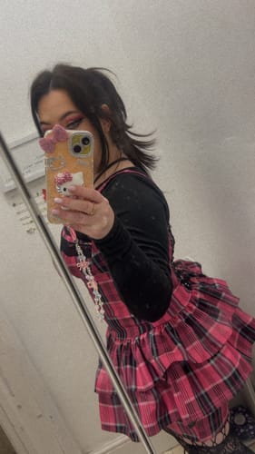 Customer photo review of Grunge Doll Plaid Flared Romper Dress 3.0 (split two-piece set)