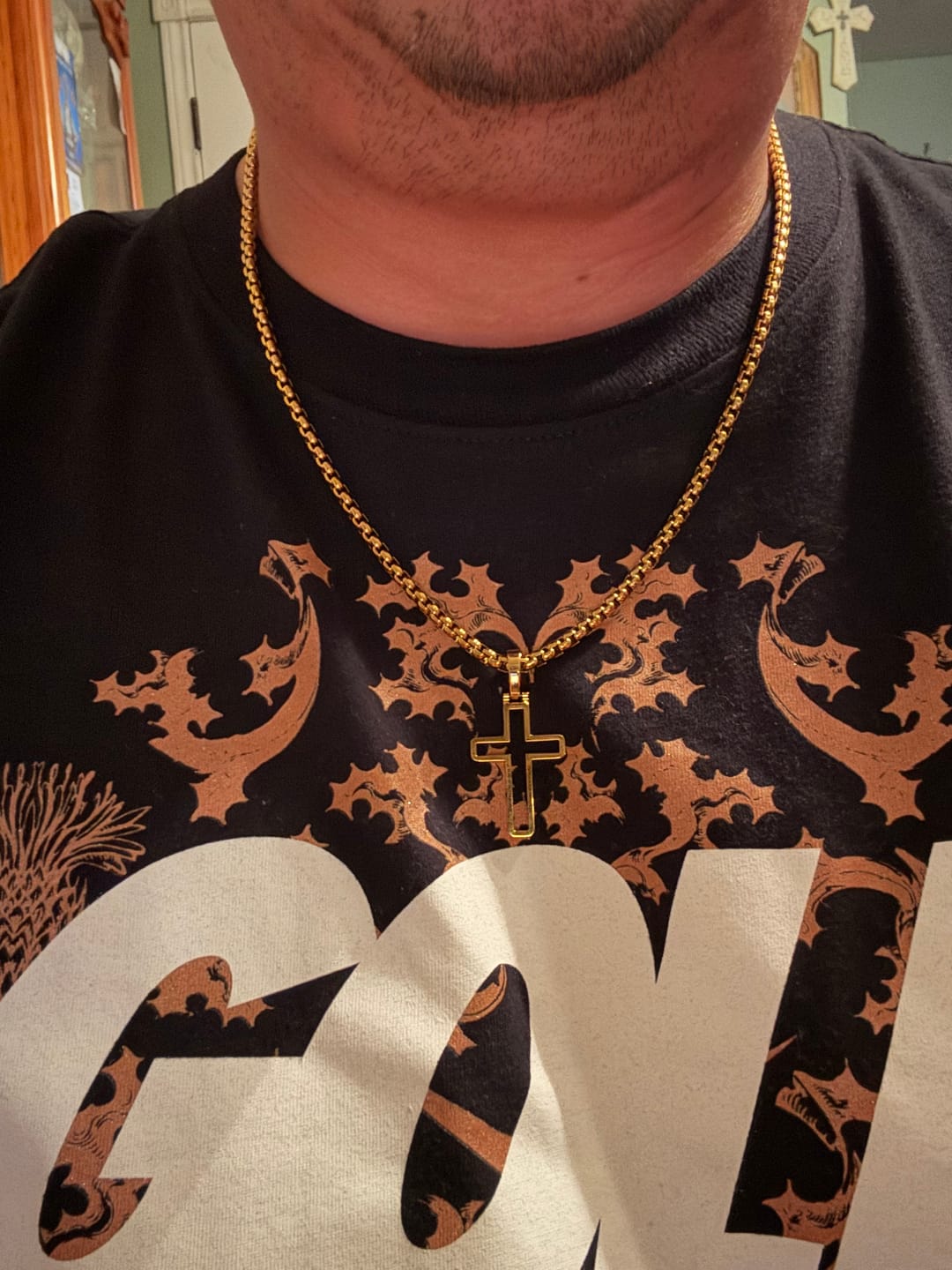 Customer photo review of Outline Cross (Gold)