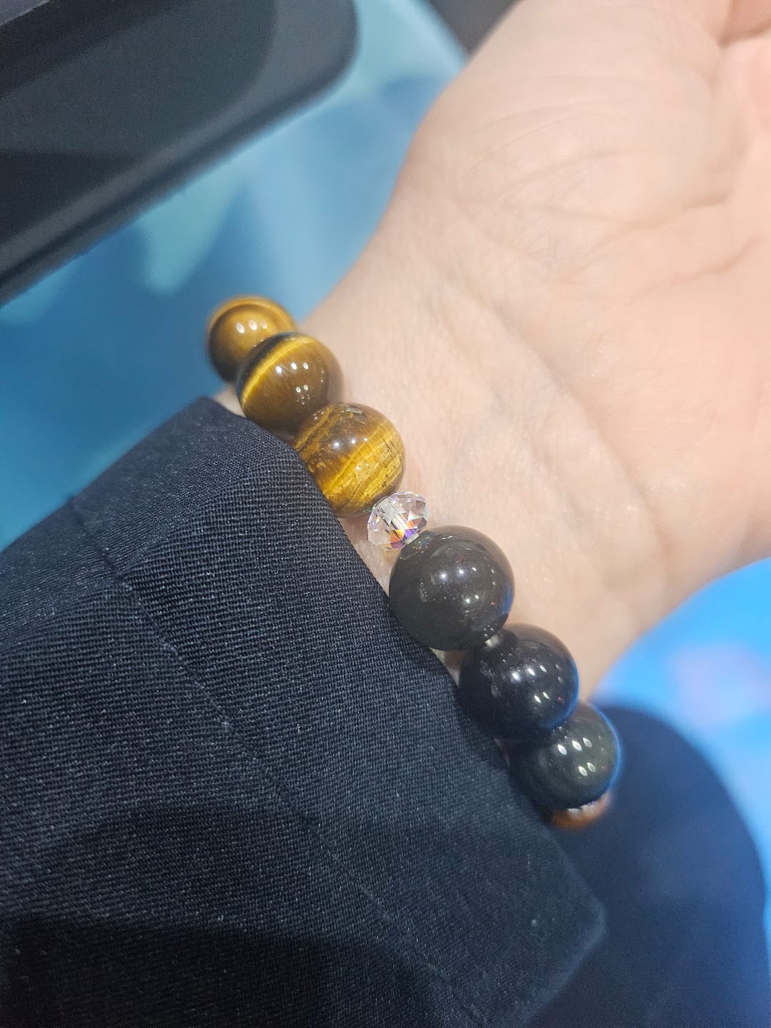 Customer photo review of Swarovski Crystal w/ Tigers Eye and Black Obsidian for Healing, Protection and Luck