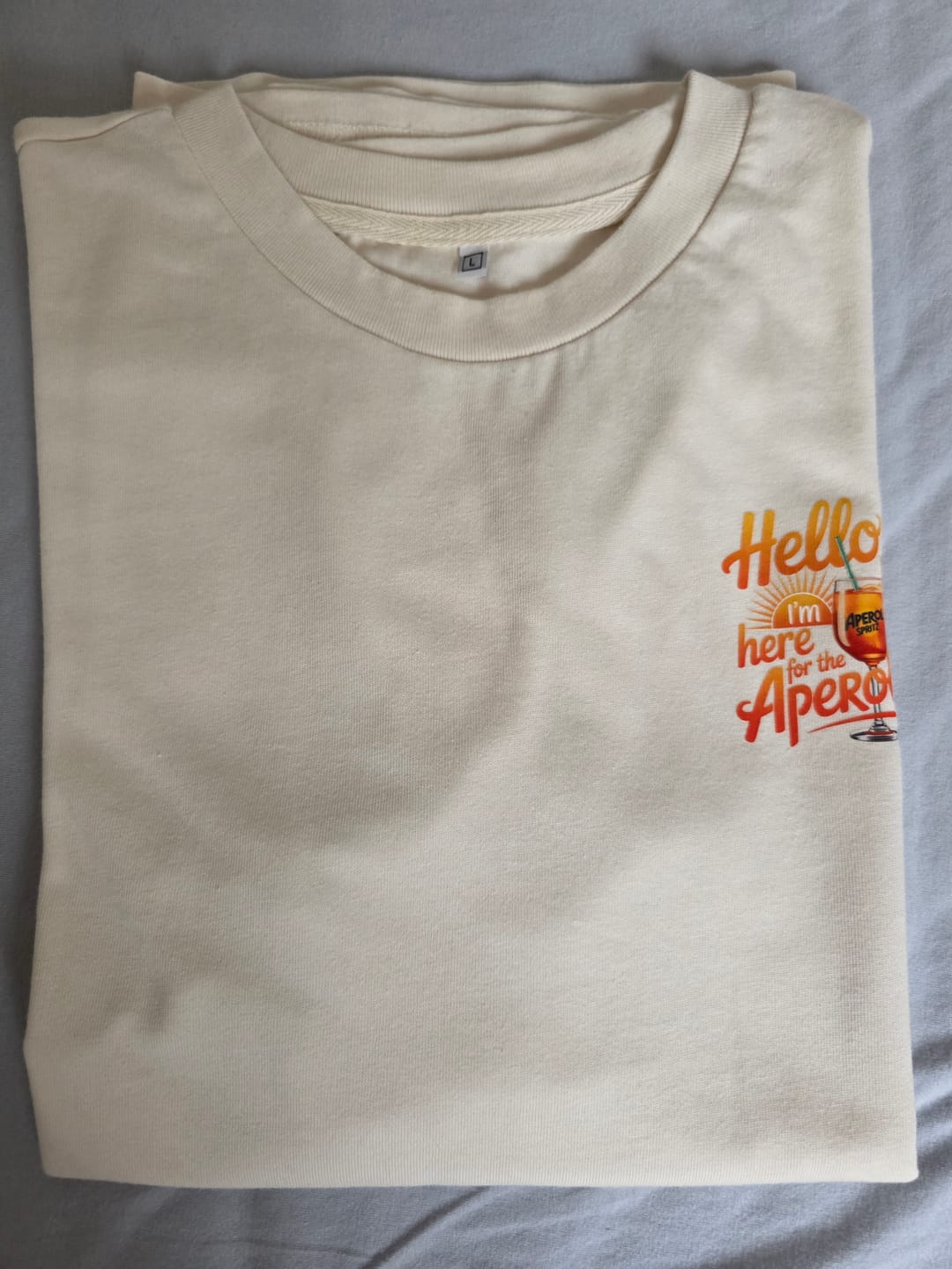 Customer photo review of Hello I'm Here for the Aperol - Oversize T-Shirt