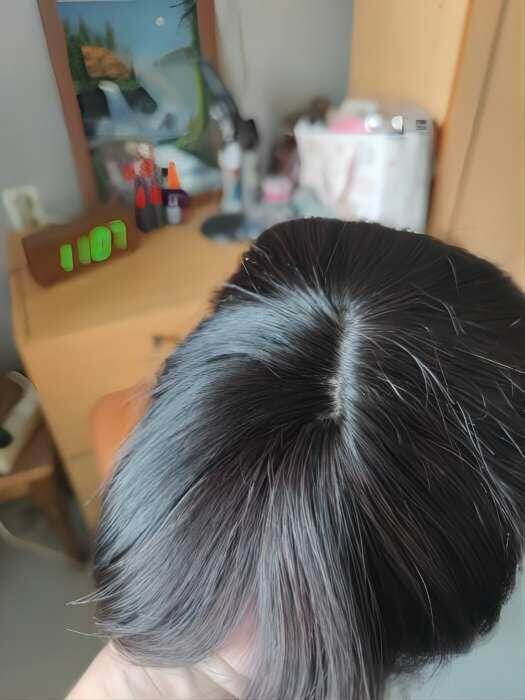 Customer photo review of Susan ︳Human Hair Topper With Bang For Women, 6-20", 10*12cm Base All Shades