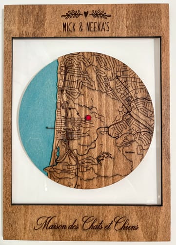Customer photo review of 3D Wooden Location Map - Housewarming Gift First Home