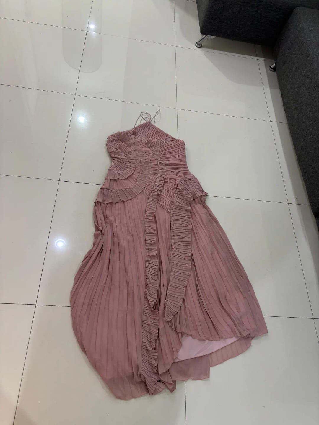 Customer photo review of Ruffa Halter Strap Ruffled Tule Dress