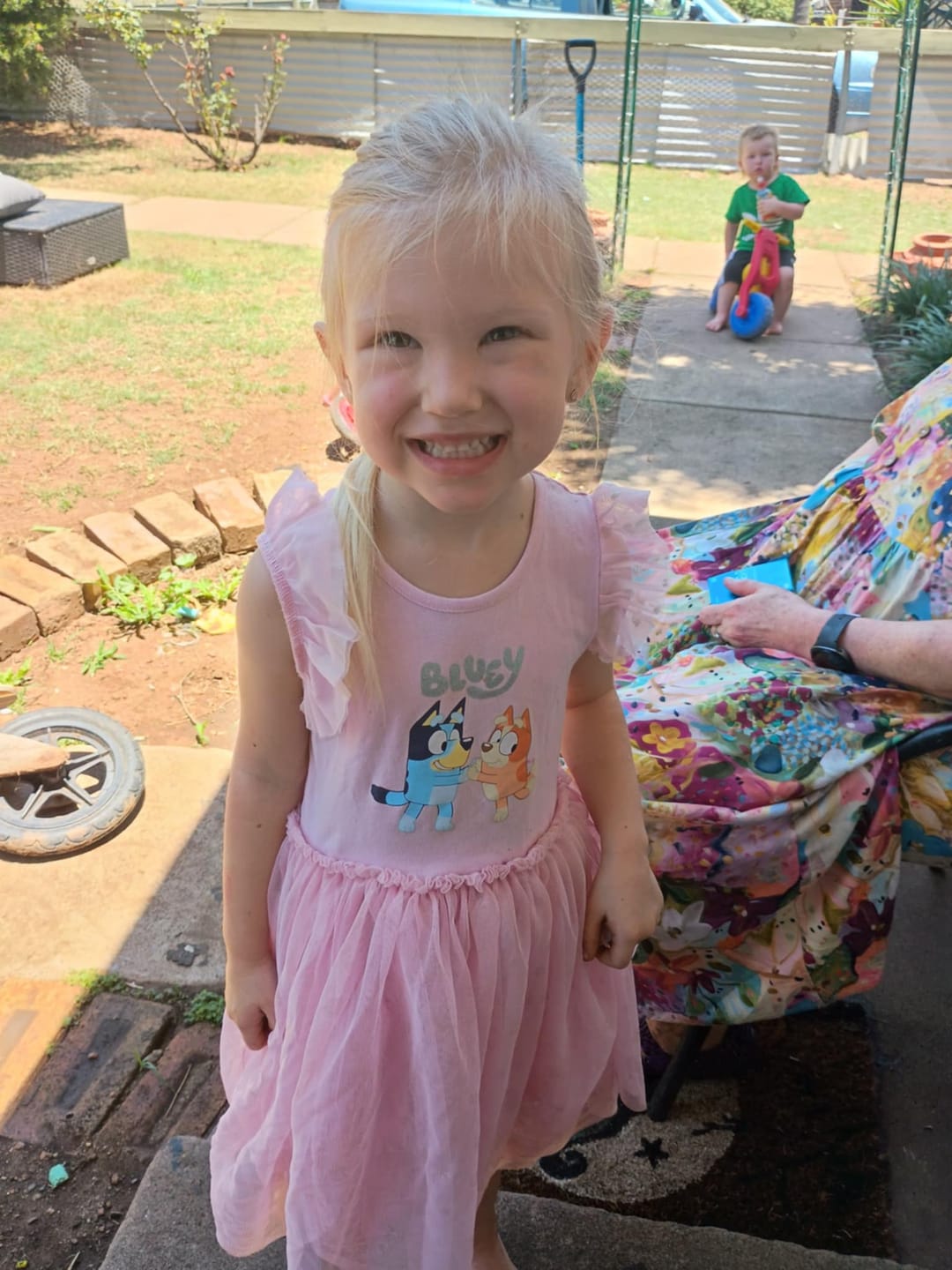 Customer photo review of Zandra Midi Dress in Pink Multi